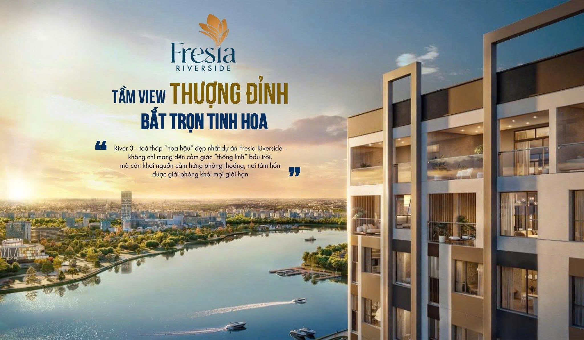 Vị trí căn hộ Fresia Riverside mặt tiền view sông đồng nai thoát mát
